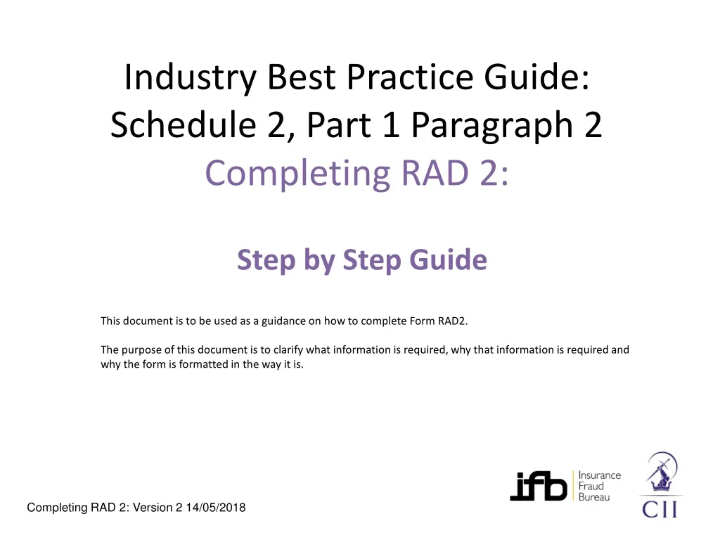 industry best practice guide schedule 2 part 1 paragraph 2 completing rad 2