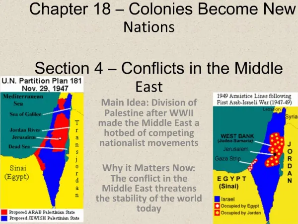 Chapter 18 Colonies Become New Nations Section 4 Conflicts in the Middle East