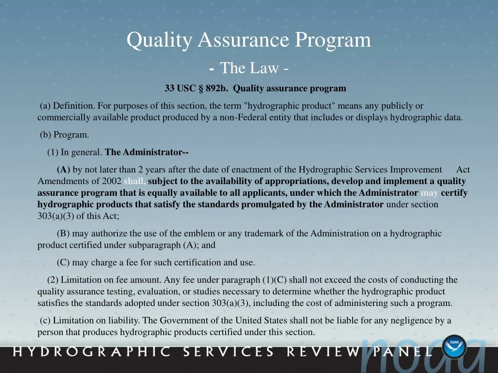 quality assurance program the law