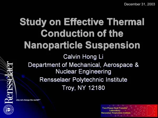Study on Effective Thermal Conduction of the Nanoparticle Suspension