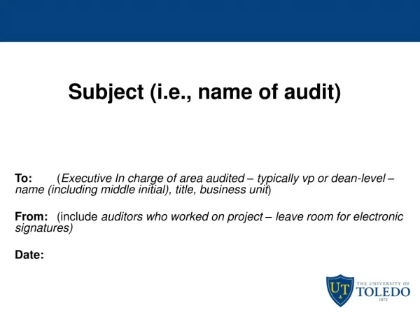 Subject (i.e., name of audit)