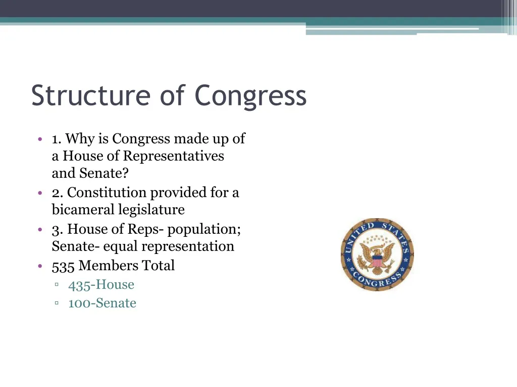 structure of congress