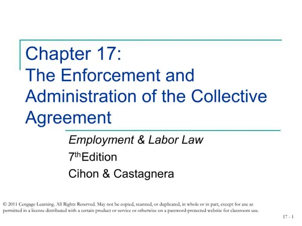 Chapter 17: The Enforcement and Administration of the Collective Agreement