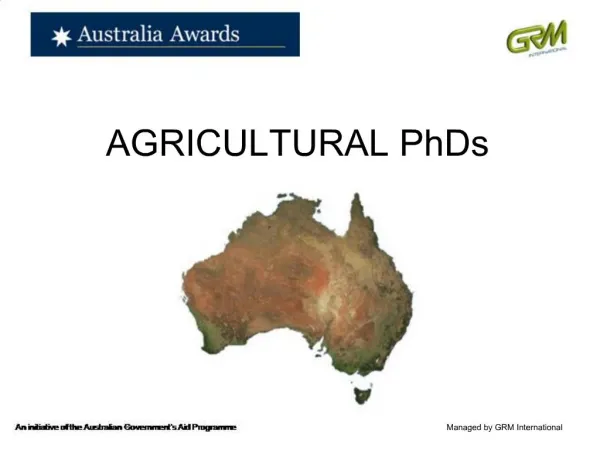 AGRICULTURAL PhDs