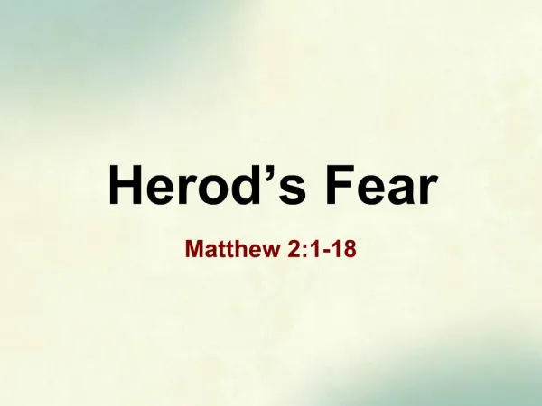 Herod s Fear