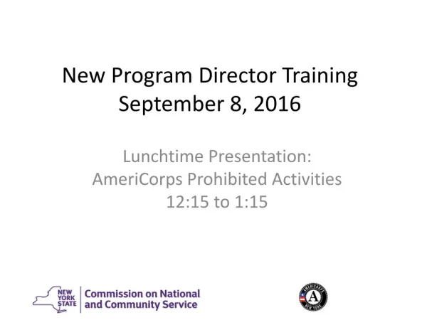 New Program Director Training September 8, 2016