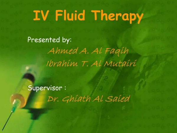 IV Fluid Therapy