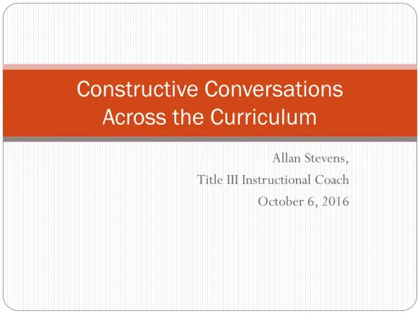 Constructive Conversations Across the Curriculum