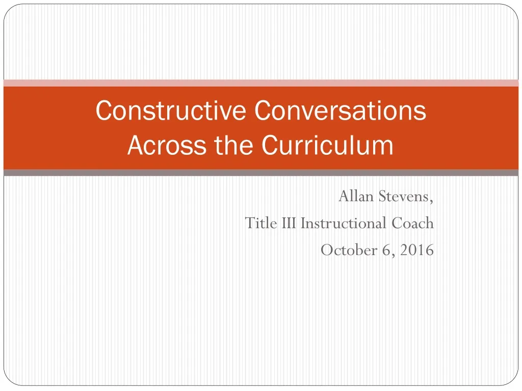 constructive conversations across the curriculum