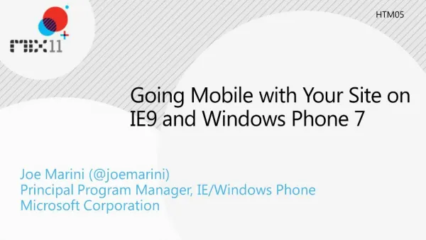 Going Mobile with Your Site on IE9 and Windows Phone 7