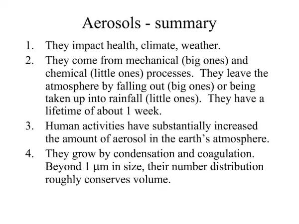 Aerosols - summary