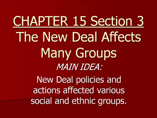 CHAPTER 15 Section 3 The New Deal Affects Many Groups