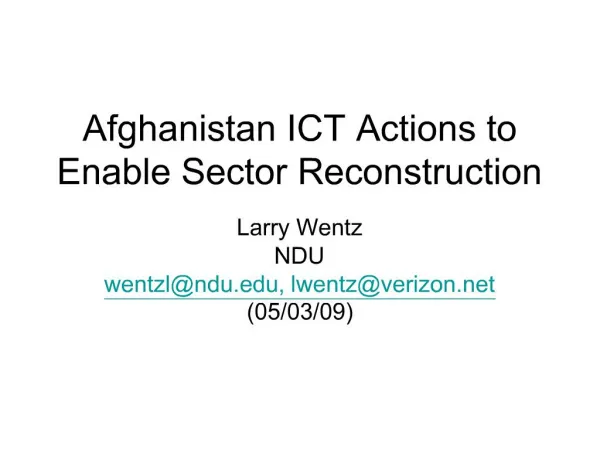 Afghanistan ICT Actions to Enable Sector Reconstruction