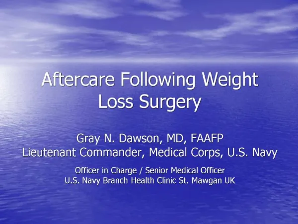 Aftercare Following Weight Loss Surgery