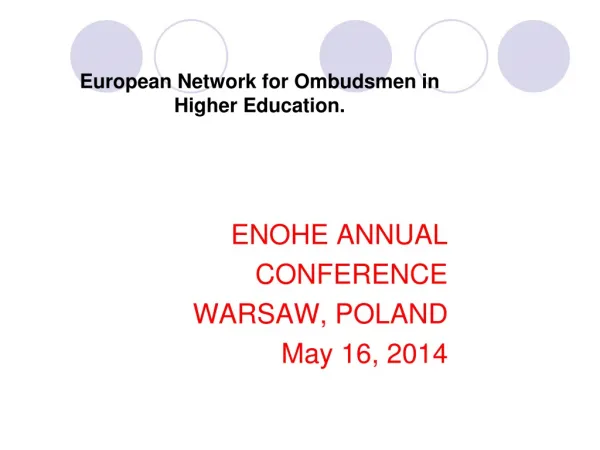 European Network for Ombudsmen in Higher Education.