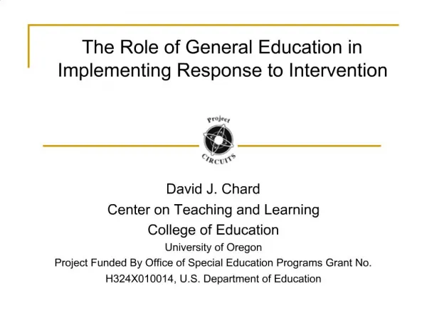 The Role of General Education in Implementing Response to Intervention