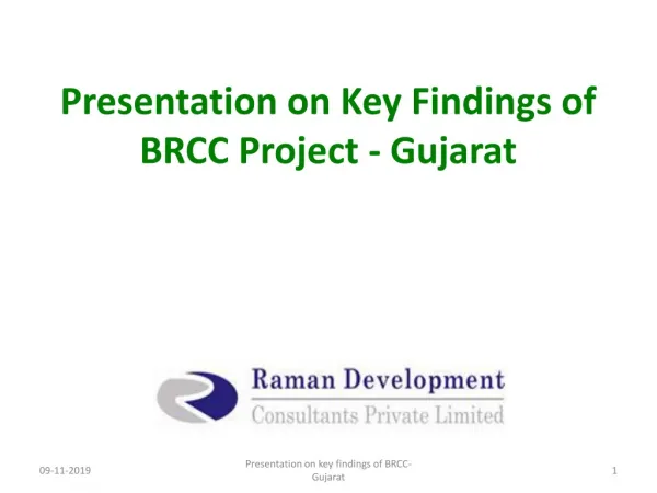 Presentation on Key Findings of BRCC Project - Gujarat