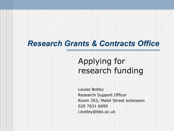 Research Grants Contracts Office