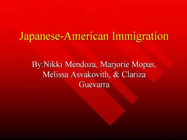 Japanese-American Immigration