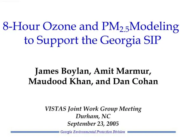 8-Hour Ozone and PM2.5 Modeling to Support the Georgia SIP