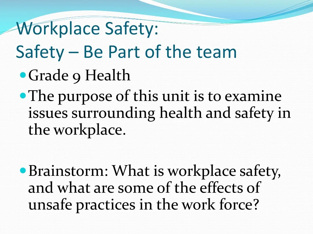 workplace safety safety be part of the team