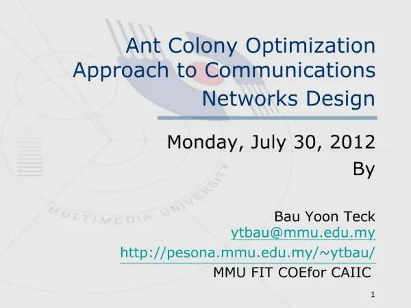 Ant Colony Optimization Approach to Communications Networks Design