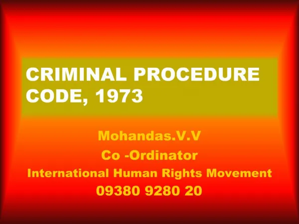 CRIMINAL PROCEDURE CODE, 1973