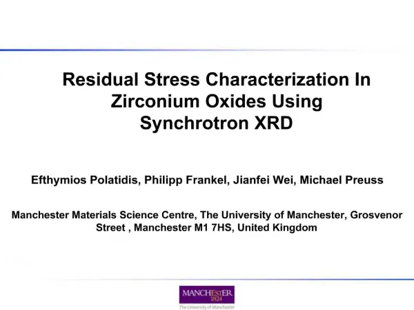 Residual Stress Characterization In Zirconium Oxides Using Synchrotron XRD