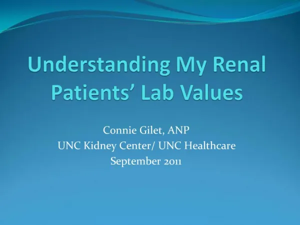 Understanding My Renal Patients Lab Values