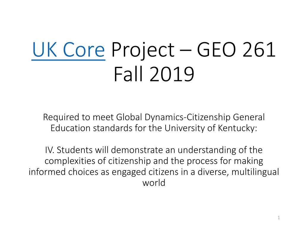 uk core project geo 261 fall 2019 required