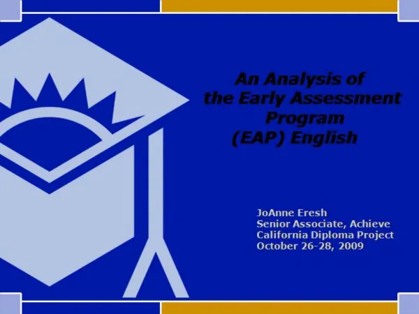 Description of the EAP English Assessments Methodology Findings Reading and Writing Findings EAP Essay Recommendat