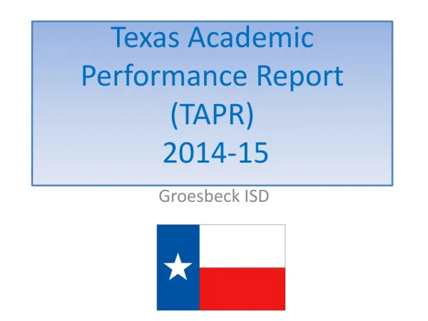 Texas Academic Performance Report (TAPR) 2014-15