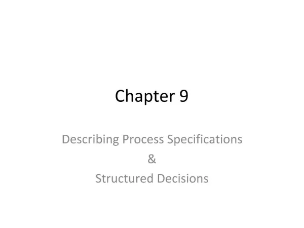 Describing Process Specifications Structured Decisions