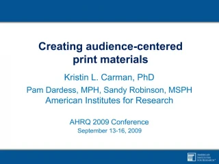 Creating audience-centered print materials - slide 1