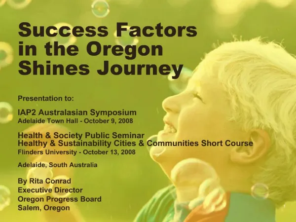 Success Factors in the Oregon Shines Journey