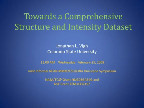 Towards a Comprehensive Structure and Intensity Dataset