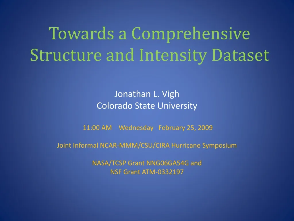 towards a comprehensive structure and intensity dataset