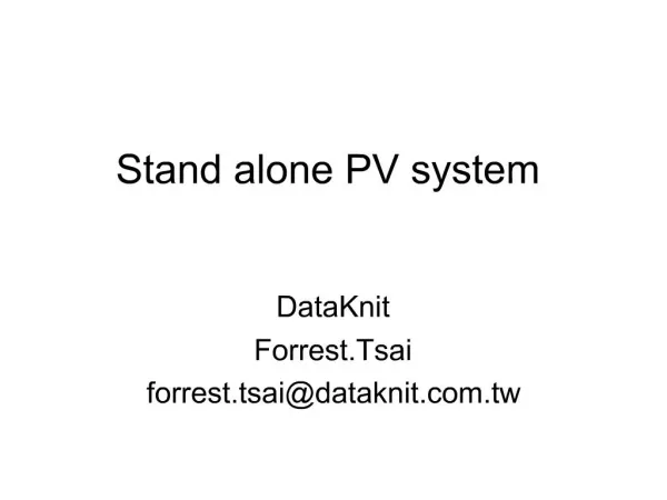 Stand alone PV system