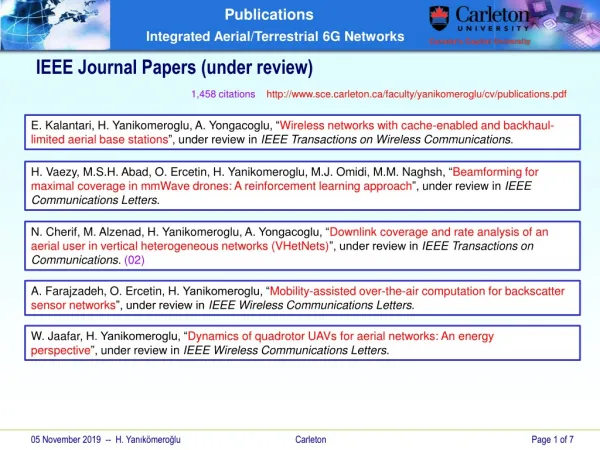 IEEE Journal Papers (under review)