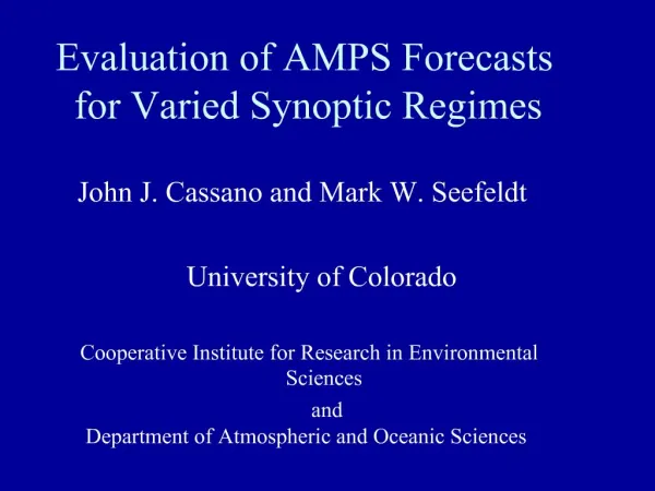 Evaluation of AMPS Forecasts for Varied Synoptic Regimes