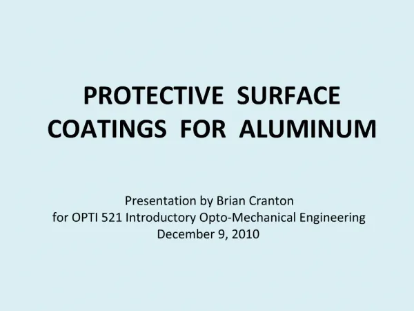 PROTECTIVE SURFACE COATINGS FOR ALUMINUM