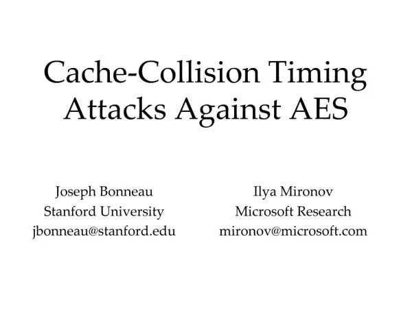 Cache-Collision Timing Attacks Against AES