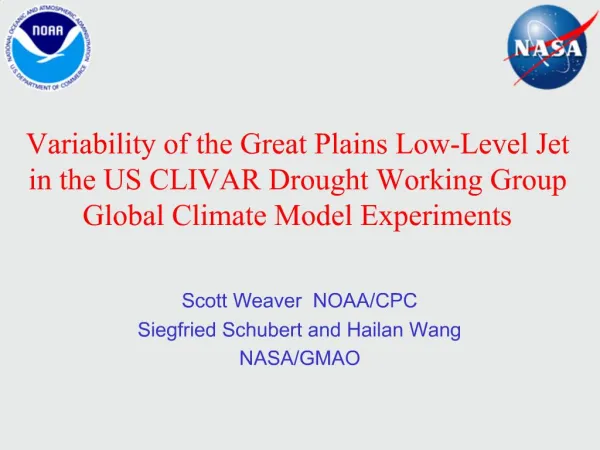 Variability of the Great Plains Low-Level Jet in the US CLIVAR Drought Working Group Global Climate Model Experiments