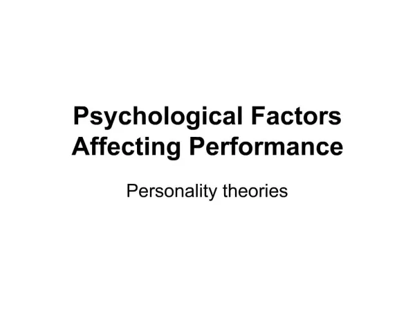 Psychological Factors Affecting Performance