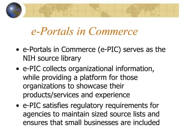E-Portals in Commerce