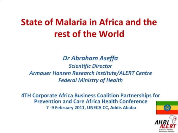 State of Malaria in Africa and the rest of the World