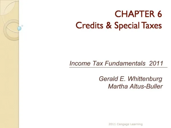 CHAPTER 6 Credits Special Taxes