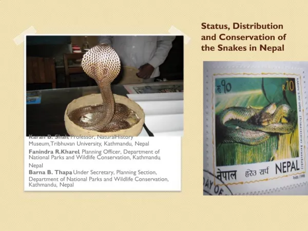 Status, Distribution and Conservation of the Snakes in Nepal