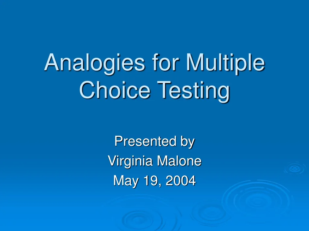 analogies for multiple choice testing