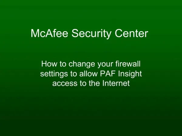 McAfee Security Center